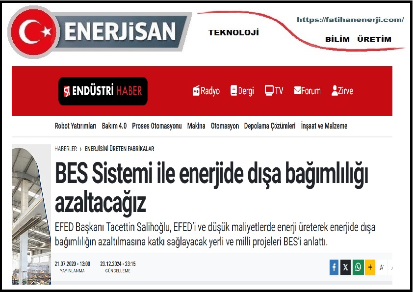 BES Sistemi ile enerjide dışa bağımlılığı azaltacağız..
